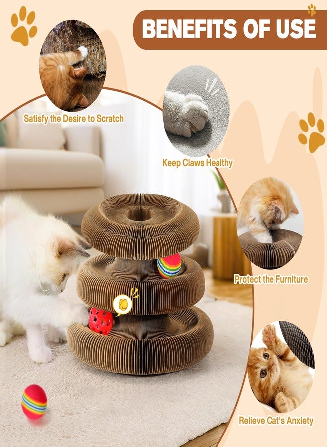 DoubleCare Double Layer Magic Organ Cat Scratcher Board with 4 Interactive Balls and 1 Interactive Cat Feather Toy, Foldable Scratching Pad for Indoor Cats, Magnetic Interactive Organ Toy, Portable Cat Toys - Image 5